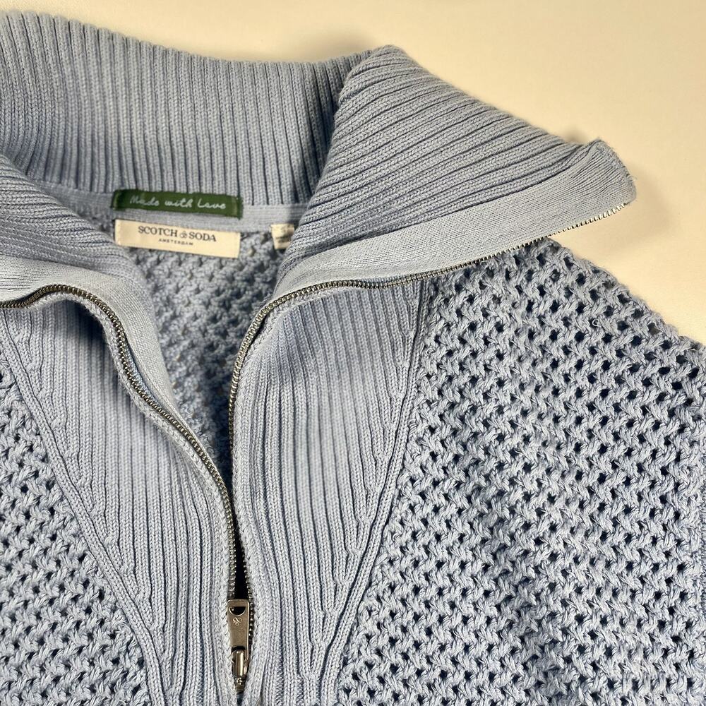 Scotch and Soda Half Zip Knit Sweater Pullover Women Preppy Powder Blue Small - Picture 3 of 8